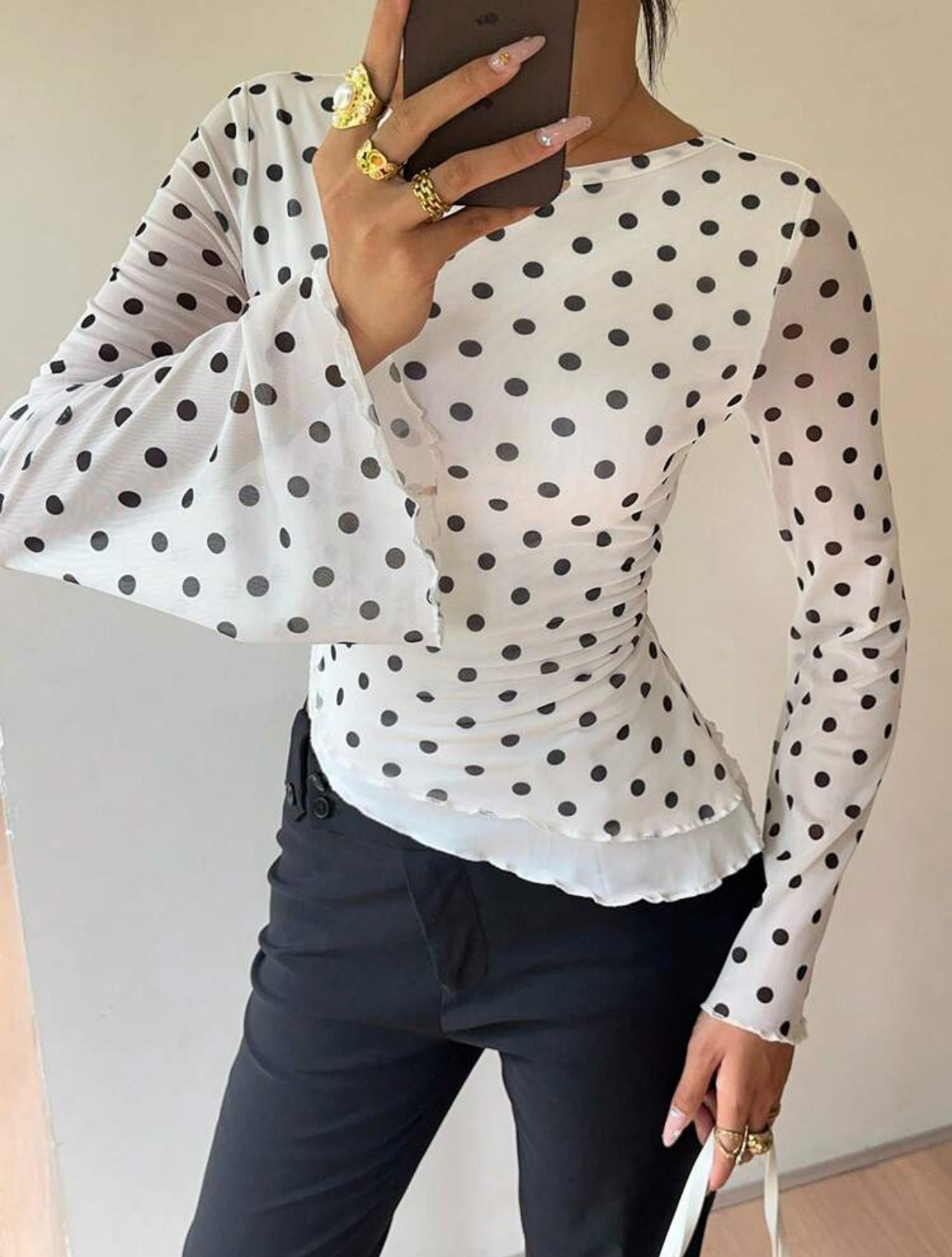 Polka Dot Slim Fit Top