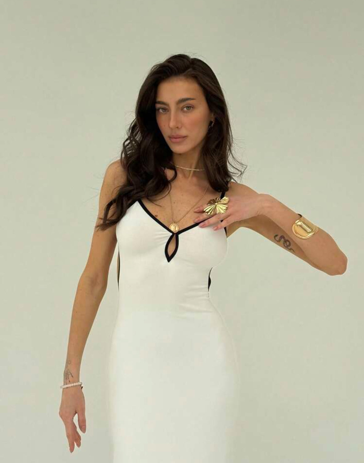 Black and white contrast dress