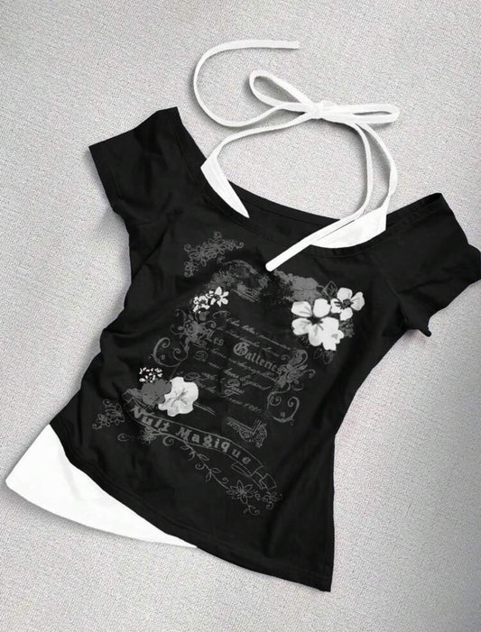 Slogan print tee