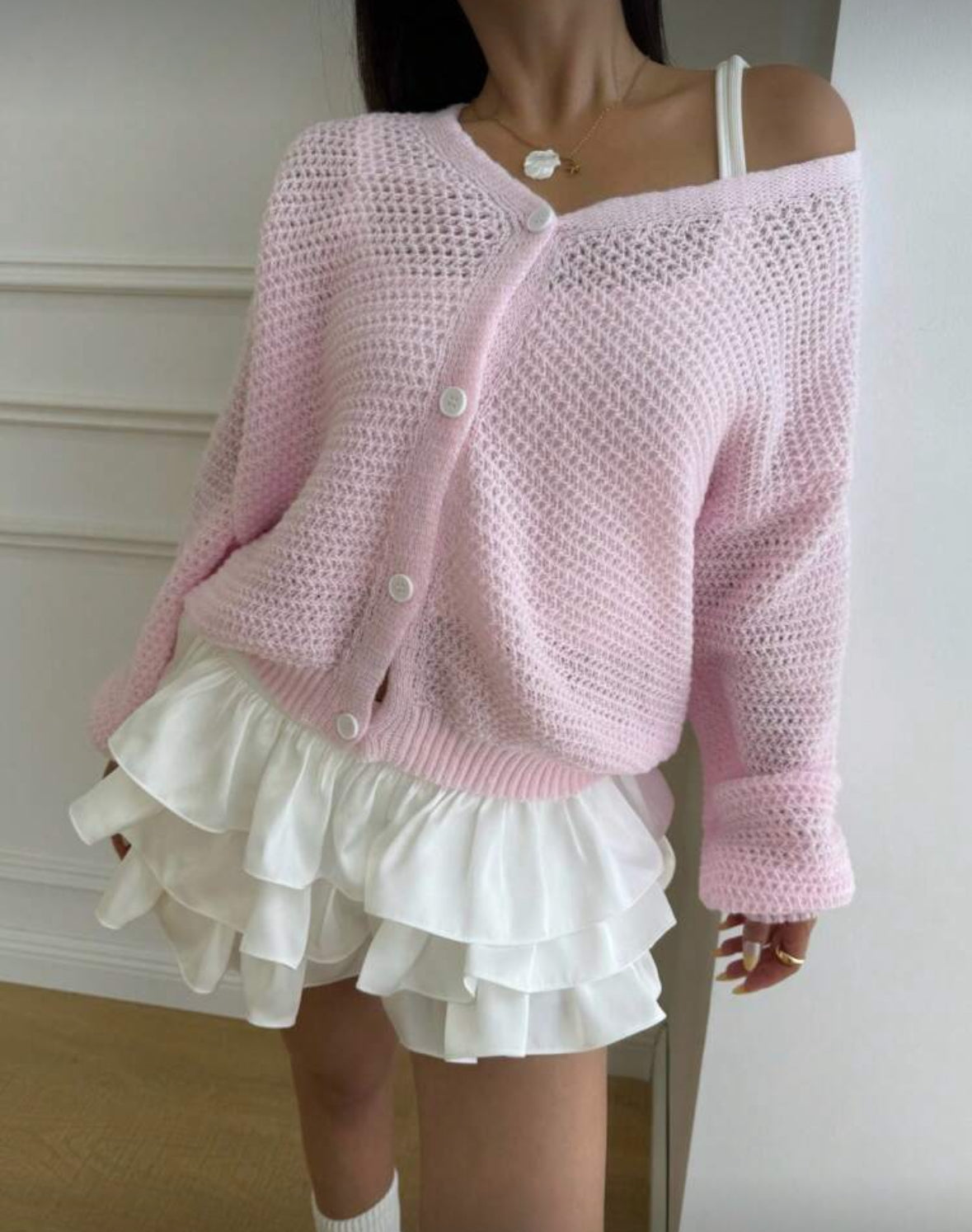 Pink net sweater