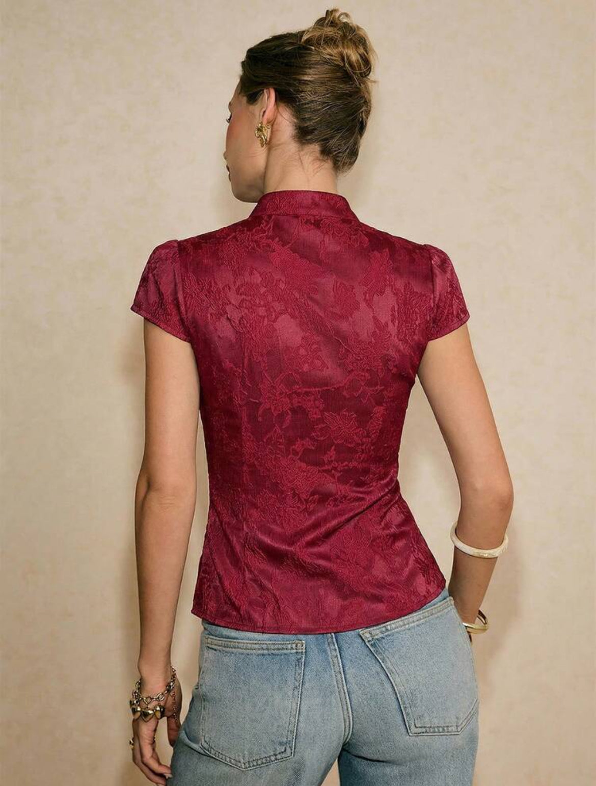 Jacquard Fitted Blouse