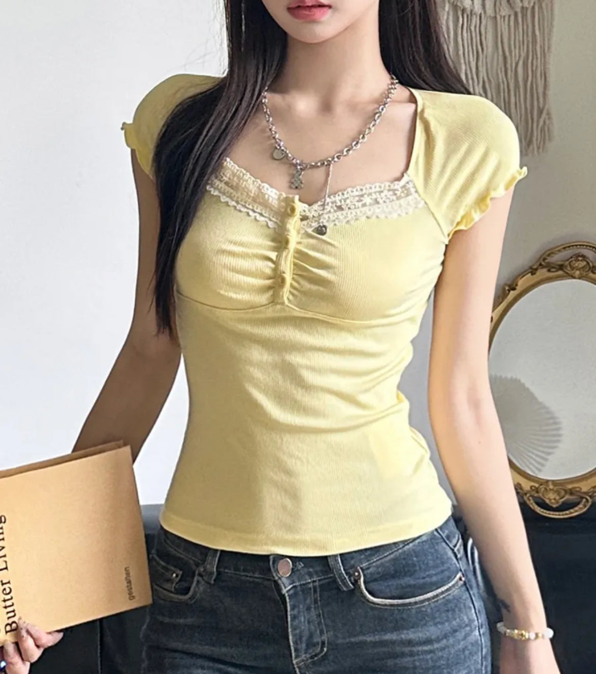 Square neck top