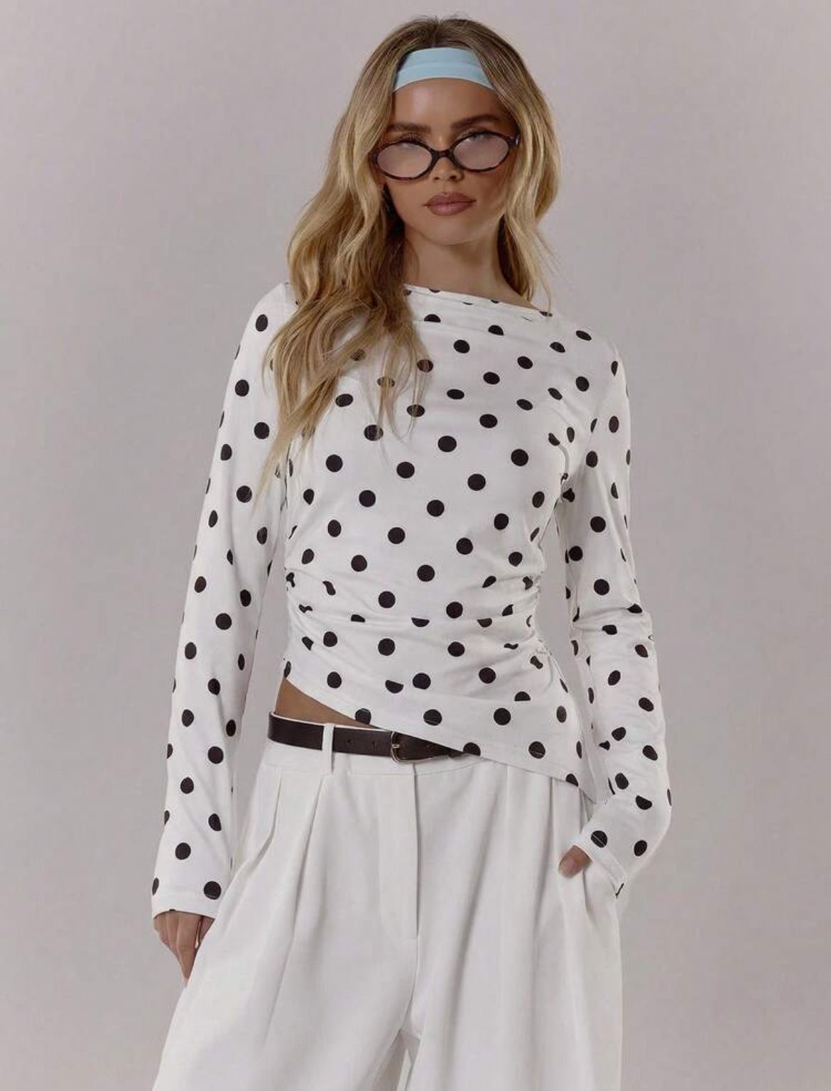 Polka Dot Crewneck Top
