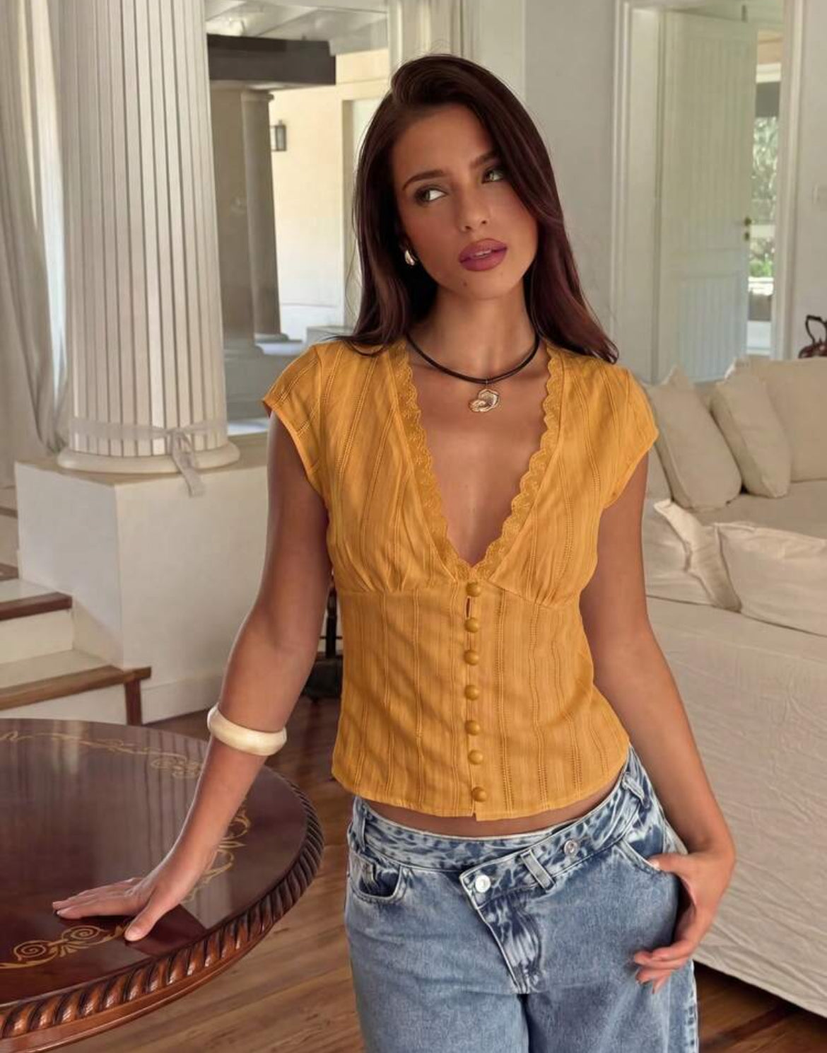 Cap sleeve blouse