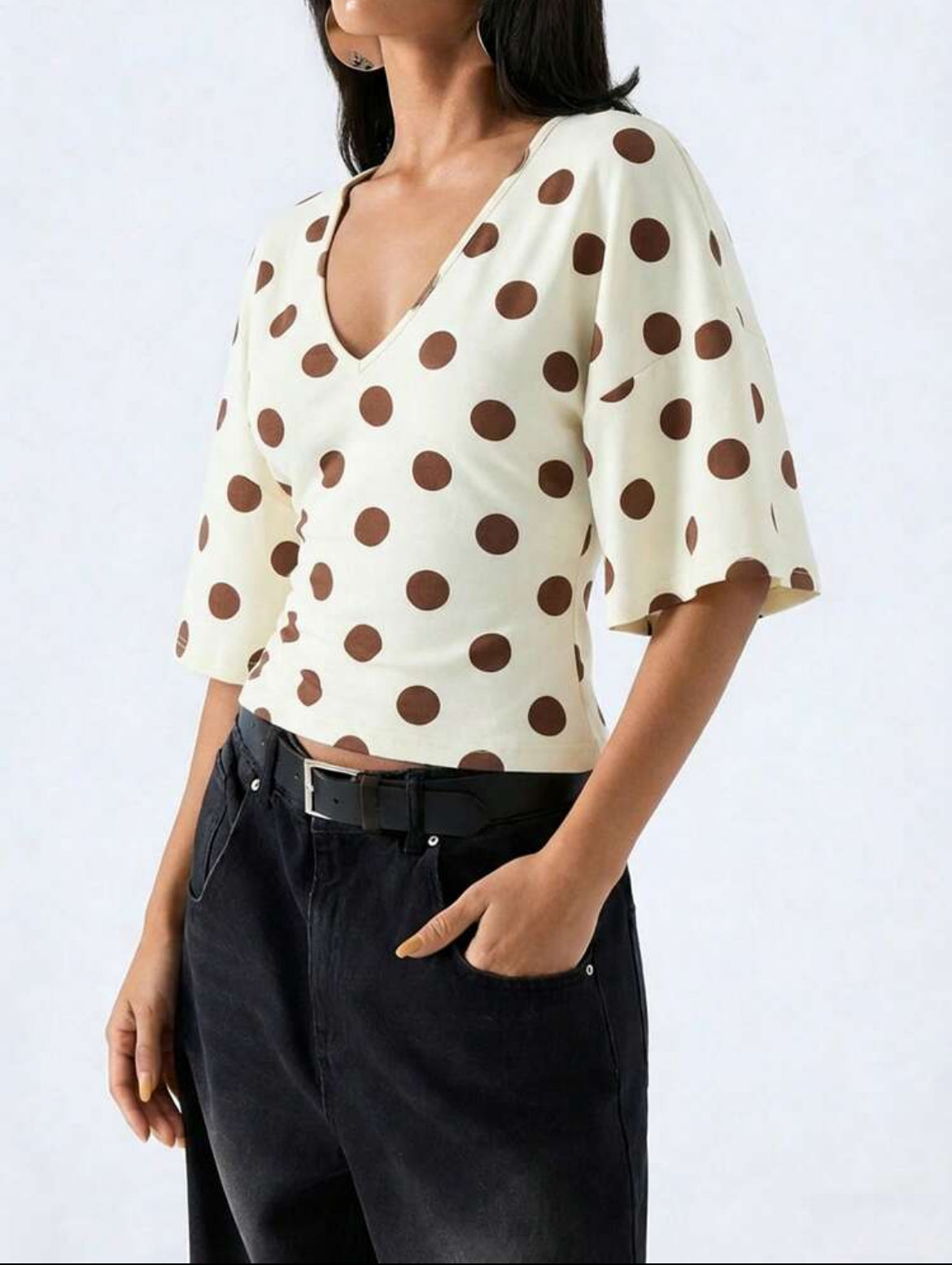 V neck Polka dot