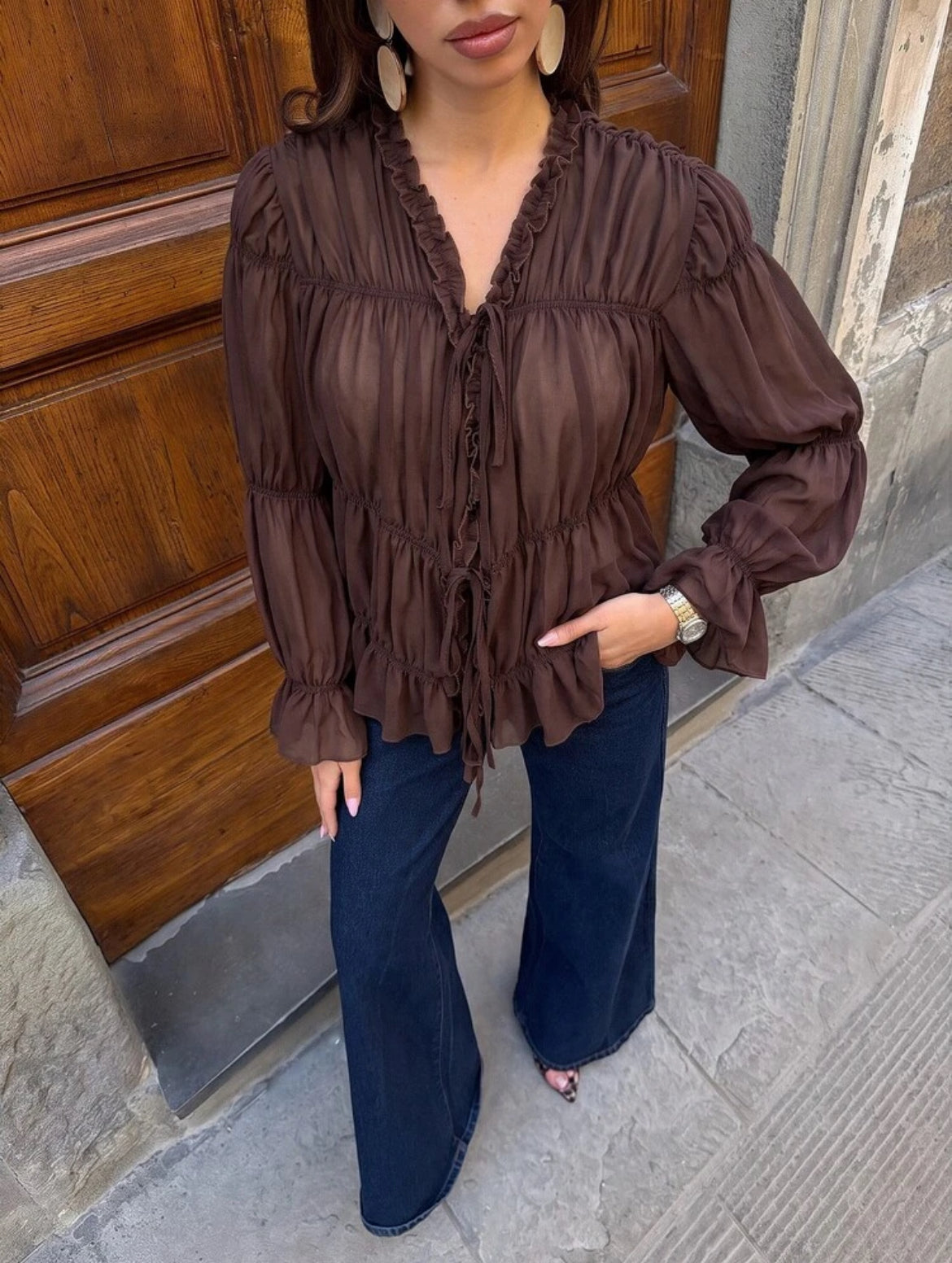 Chiffon Ruffle Blouse
