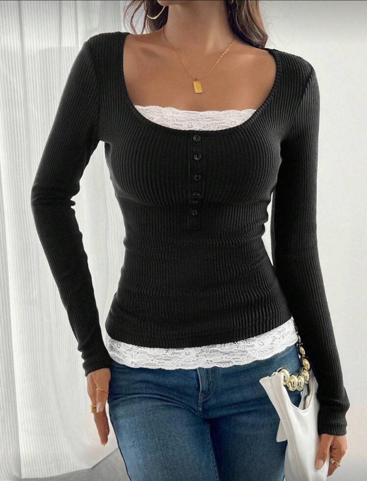 Lace Patchwork Henley