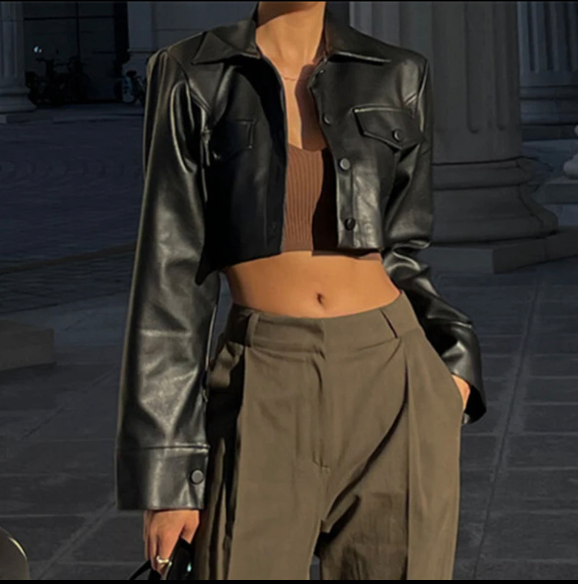 Cropped Leather Jacket