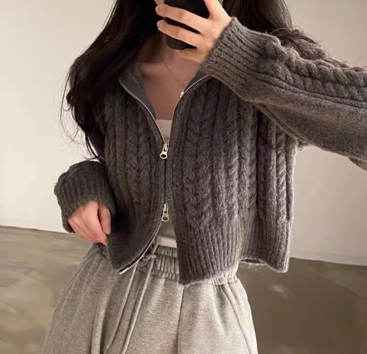 Retro Knitted Zipper Sweater