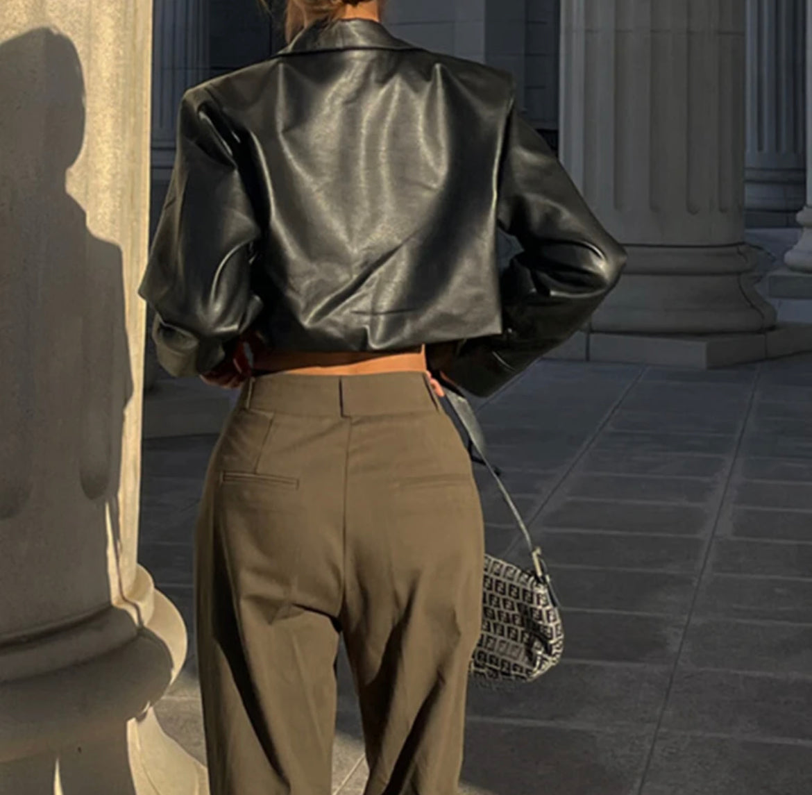 Cropped Leather Jacket