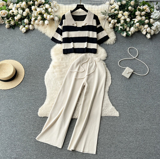 Striped collar co ord