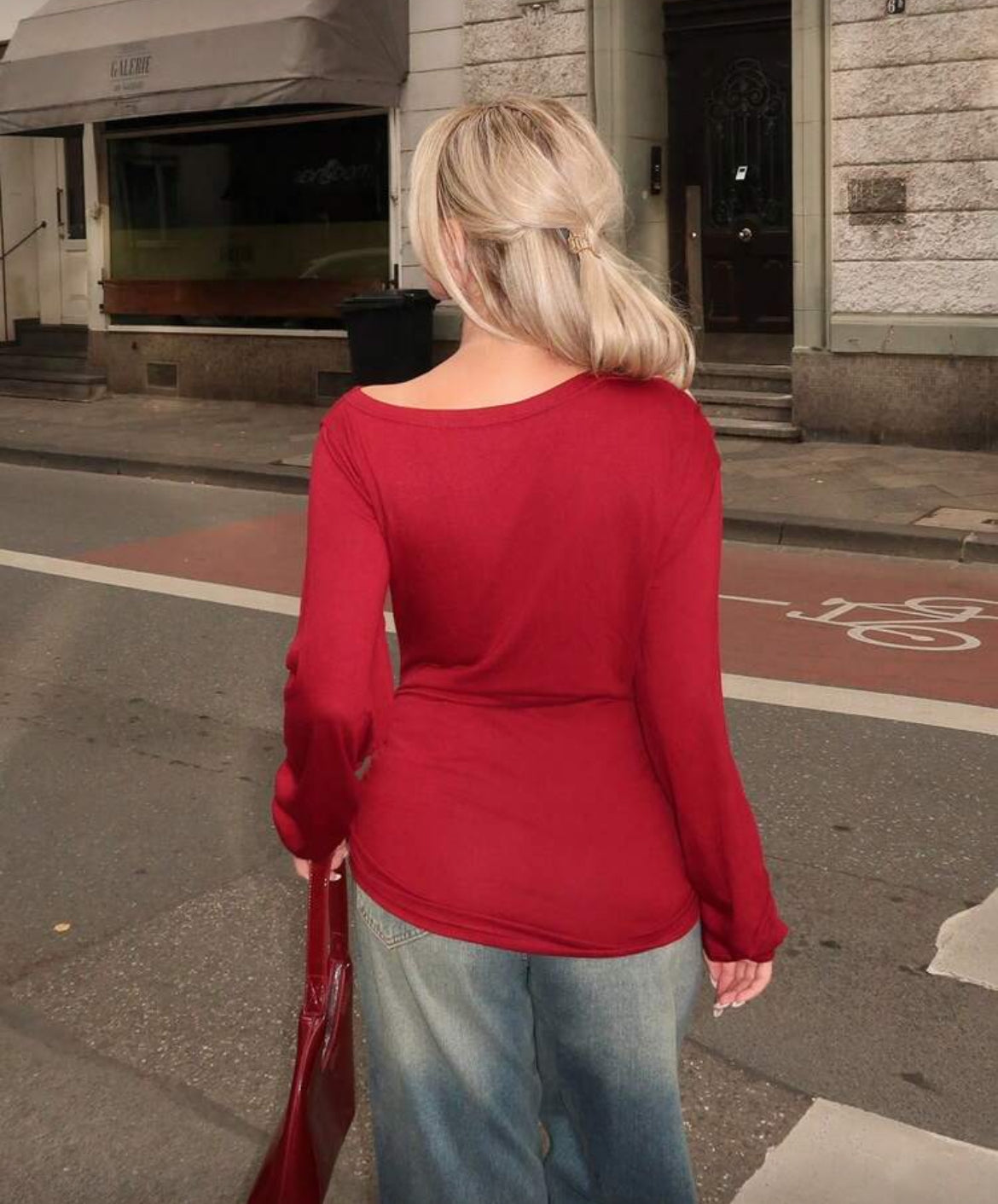 Plain Red Off Shoulder Top