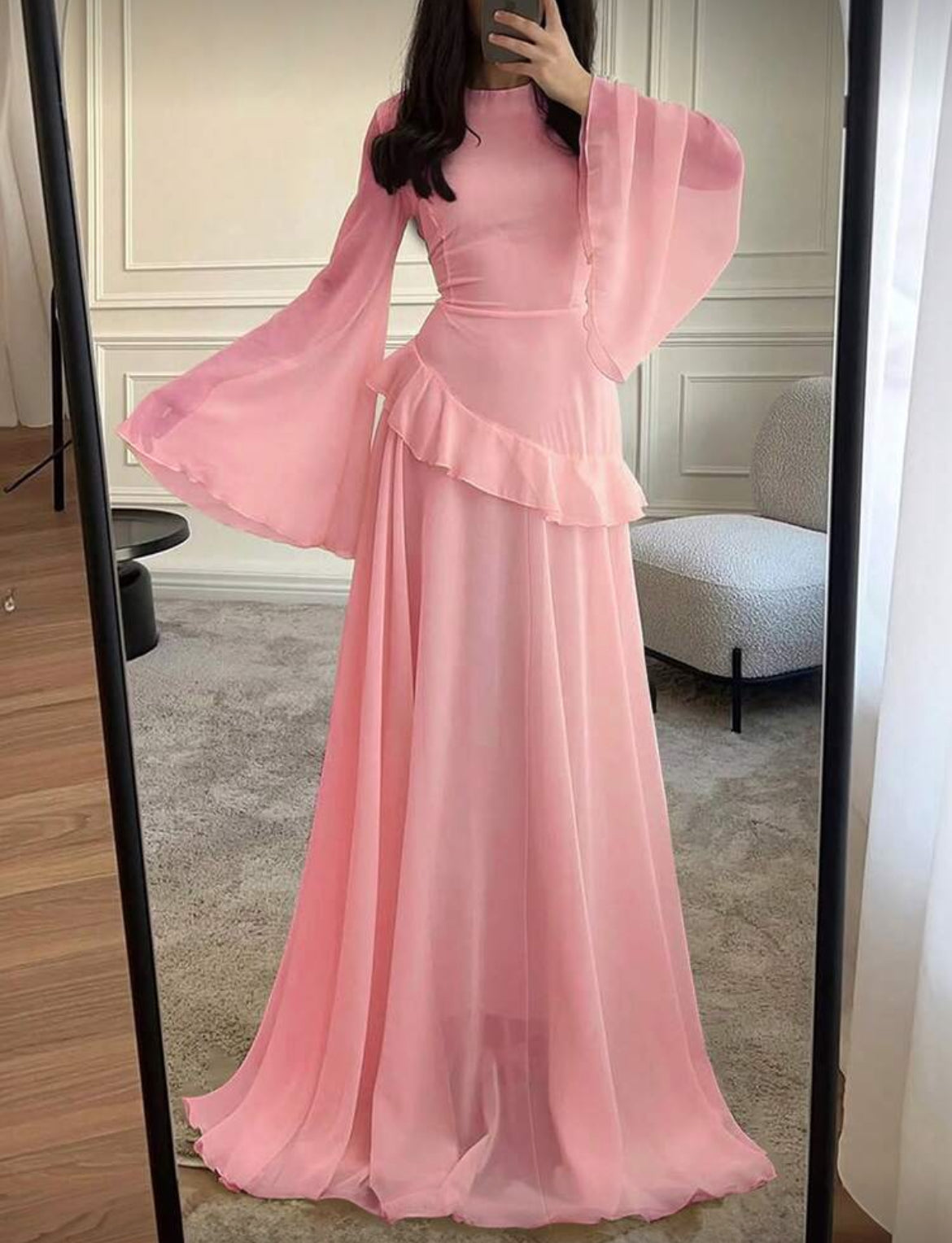 Ruffle Trim Tie Dress