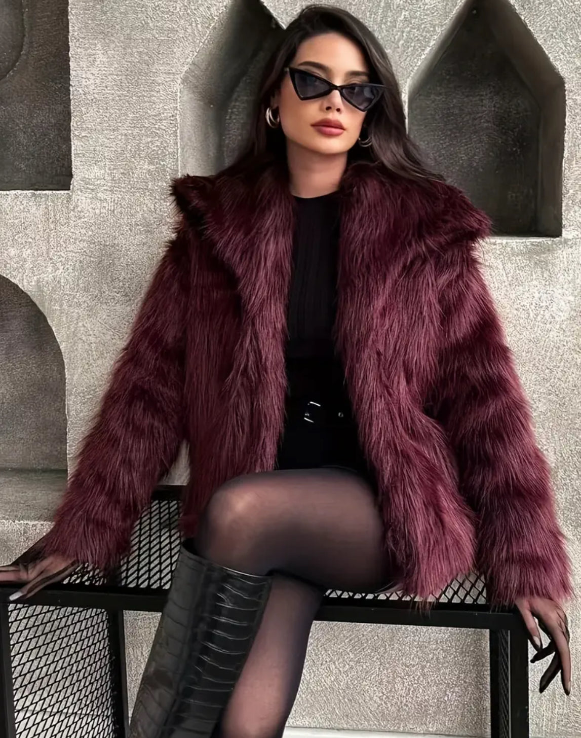 Burgungy Fur Jacket