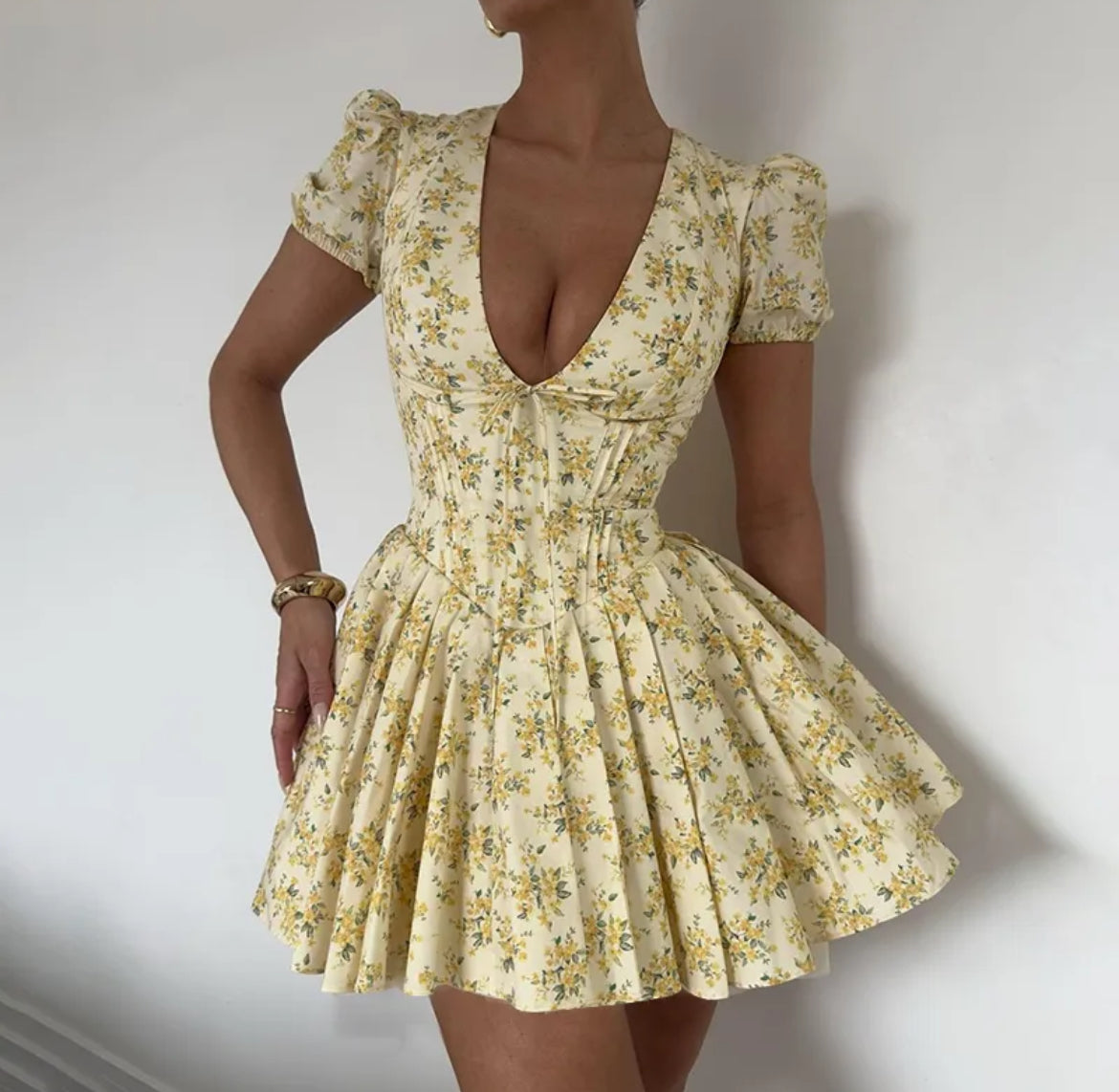 V neck floral dress