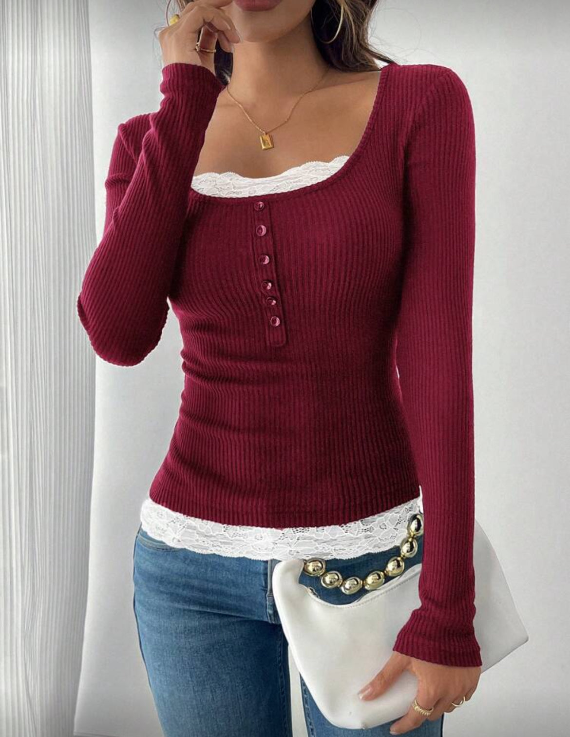 Lace Patchwork Henley