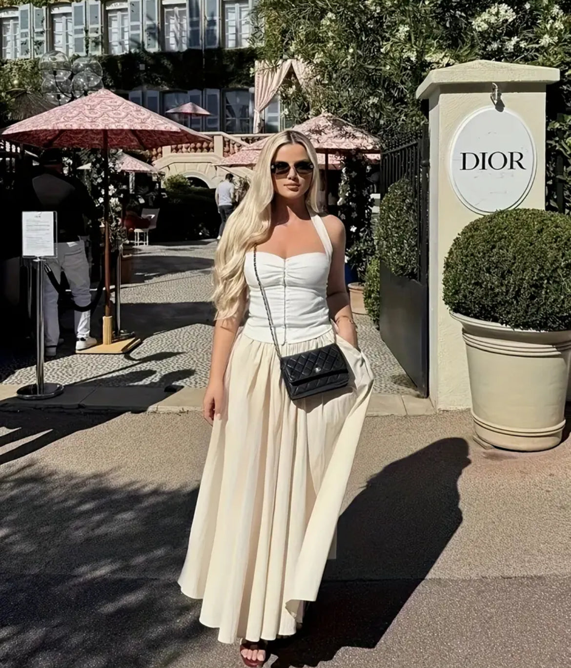(Beige) Flowy Skirt