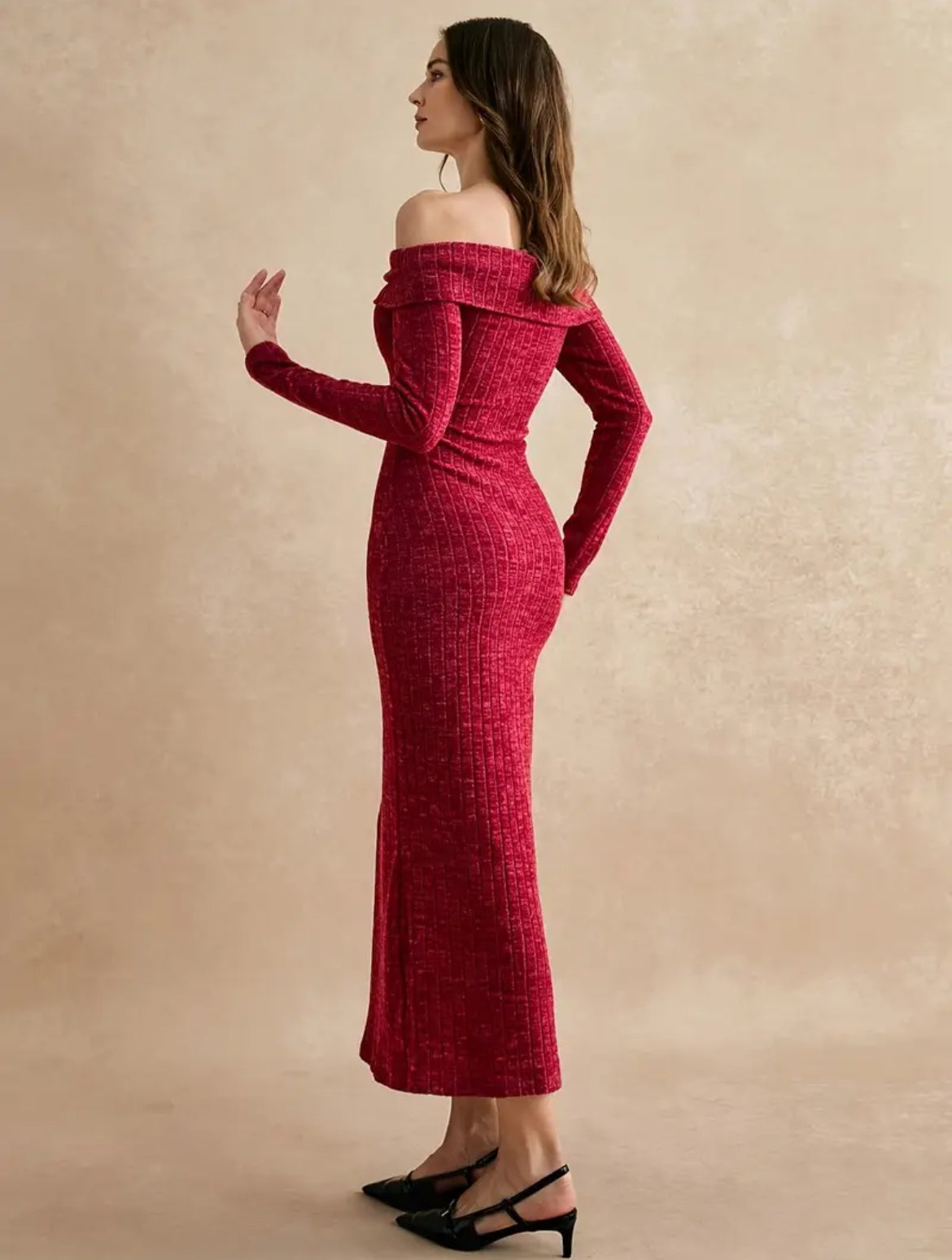 Elegant off shoulder knit Dress