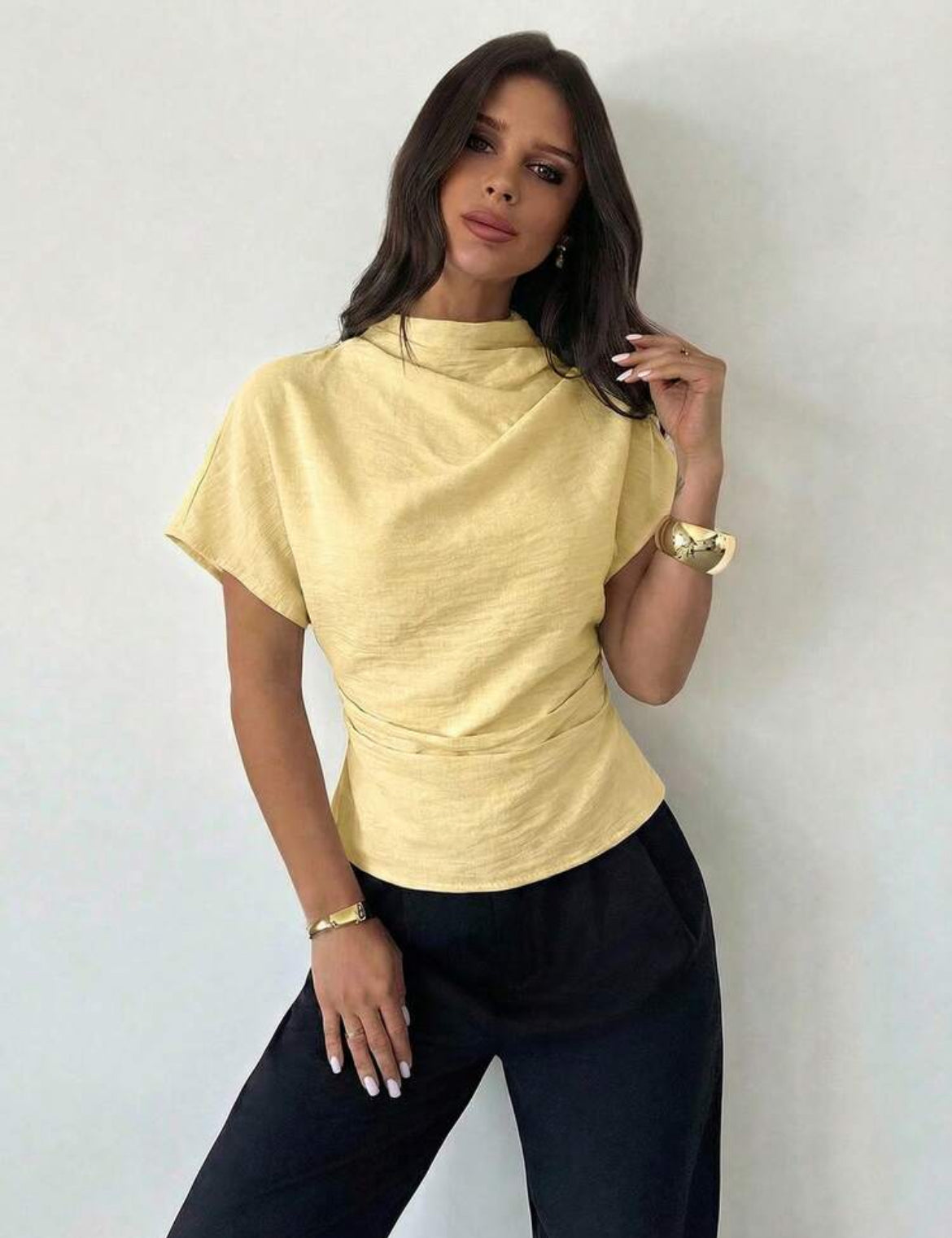 Women Wrinkled Collar  Blouse