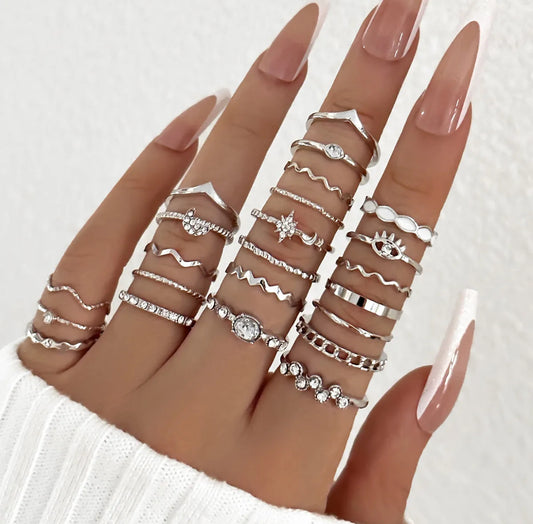 Adjustable 22 pcs ring set
