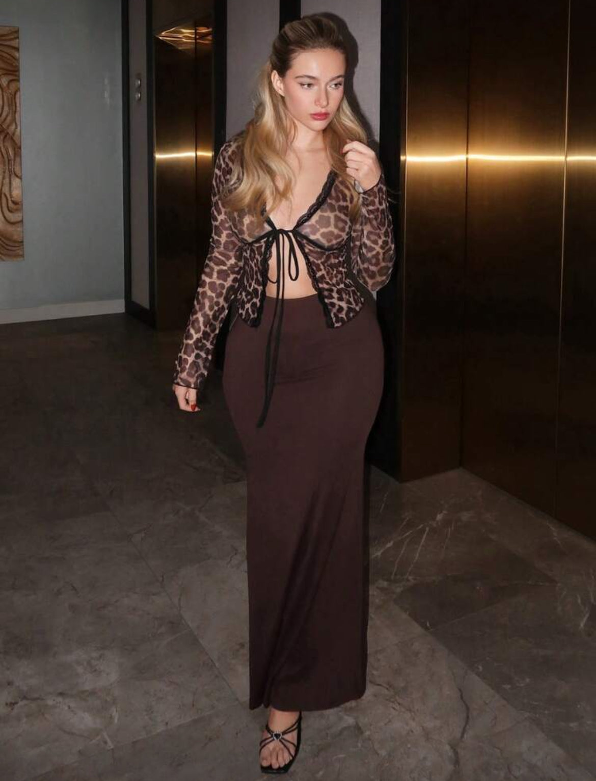 Leopard Print Lace Top
