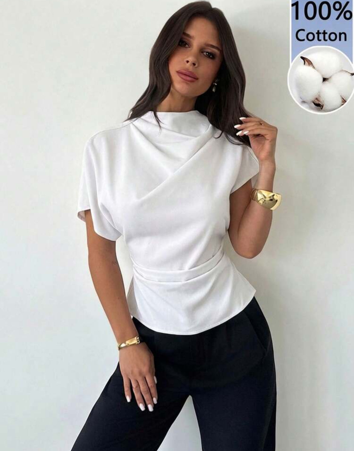 Women Wrinkled Collar  Blouse