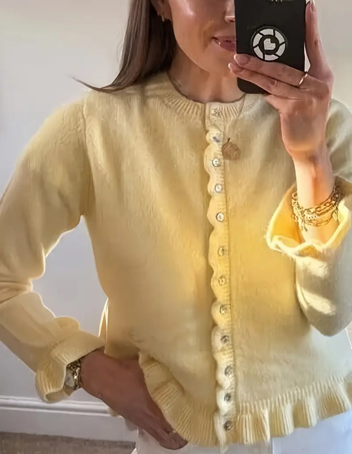 knitted yellow frill sweater