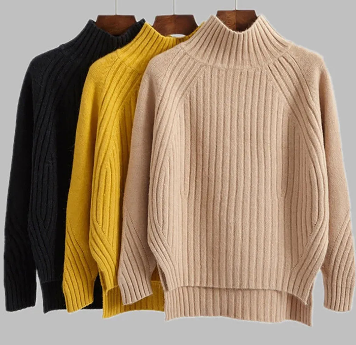 Mock neck loose sweater