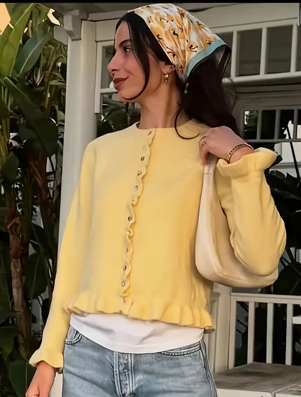 knitted yellow frill sweater