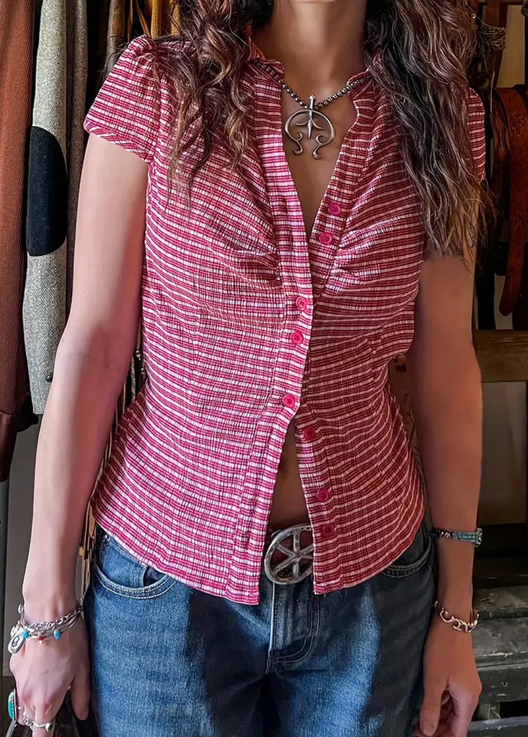 Red Checkered Button Down