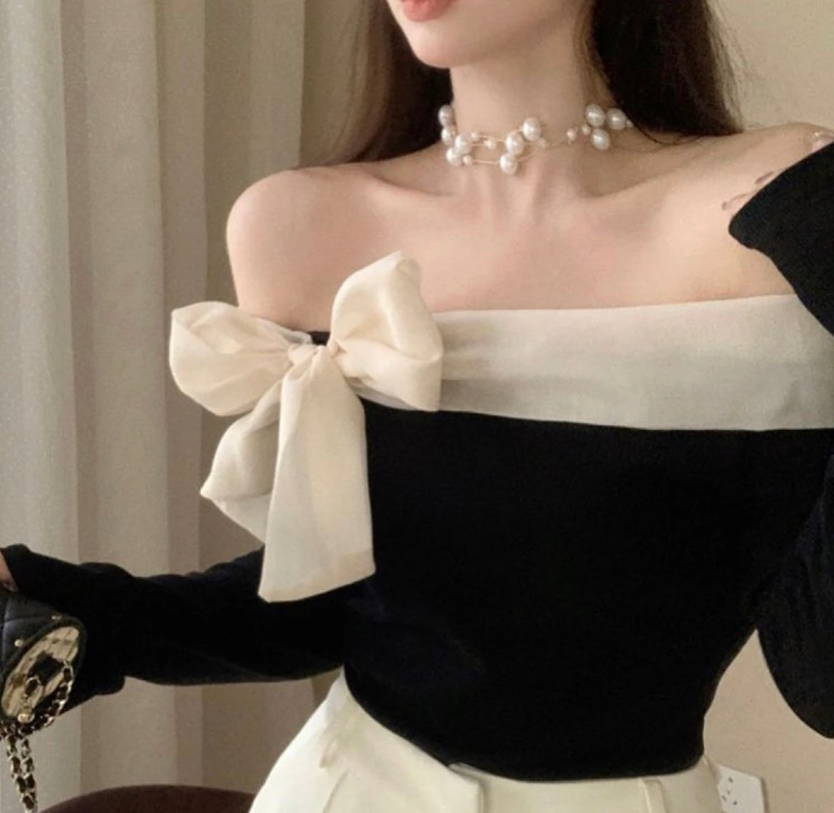 Cute Bow Tie Off Shoulder