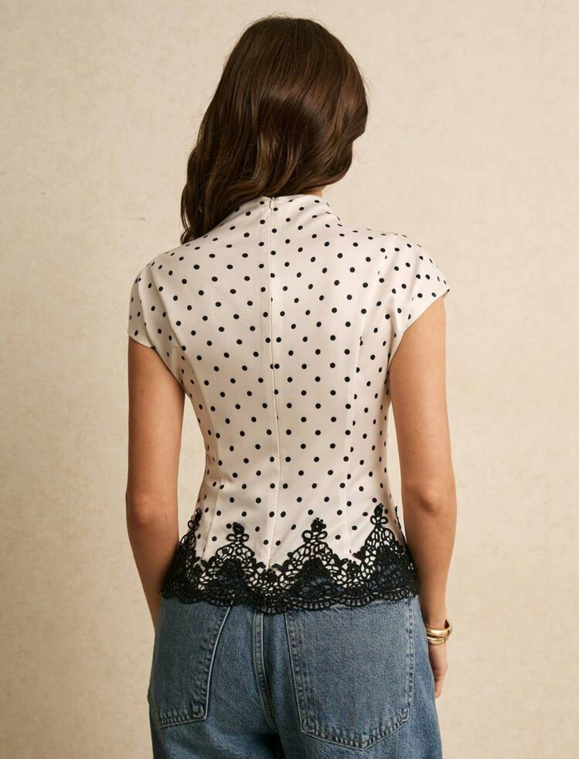 Polka Dot Silk Lace Top