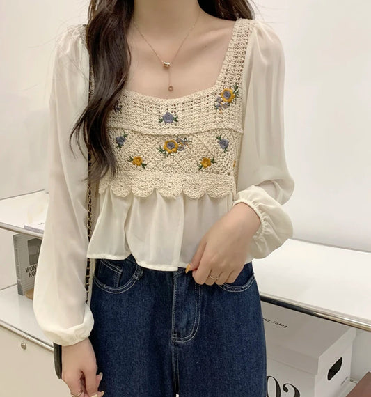 Embroidered Crochet Blouse