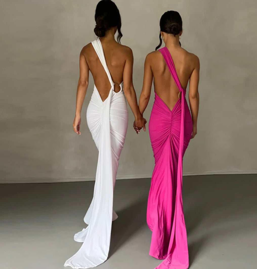 One Shoulder Backless Dress