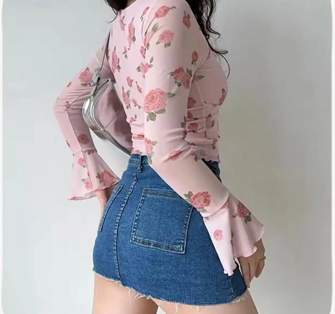 Pink floral blouse