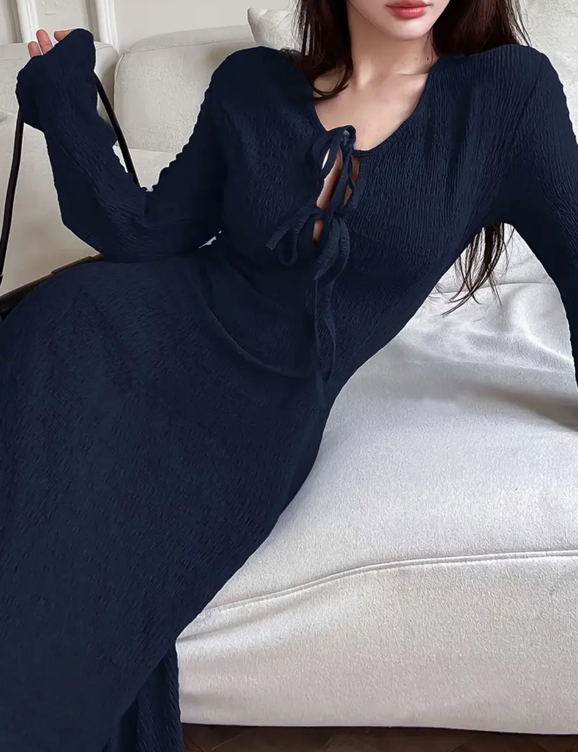 Blue Solid Dress