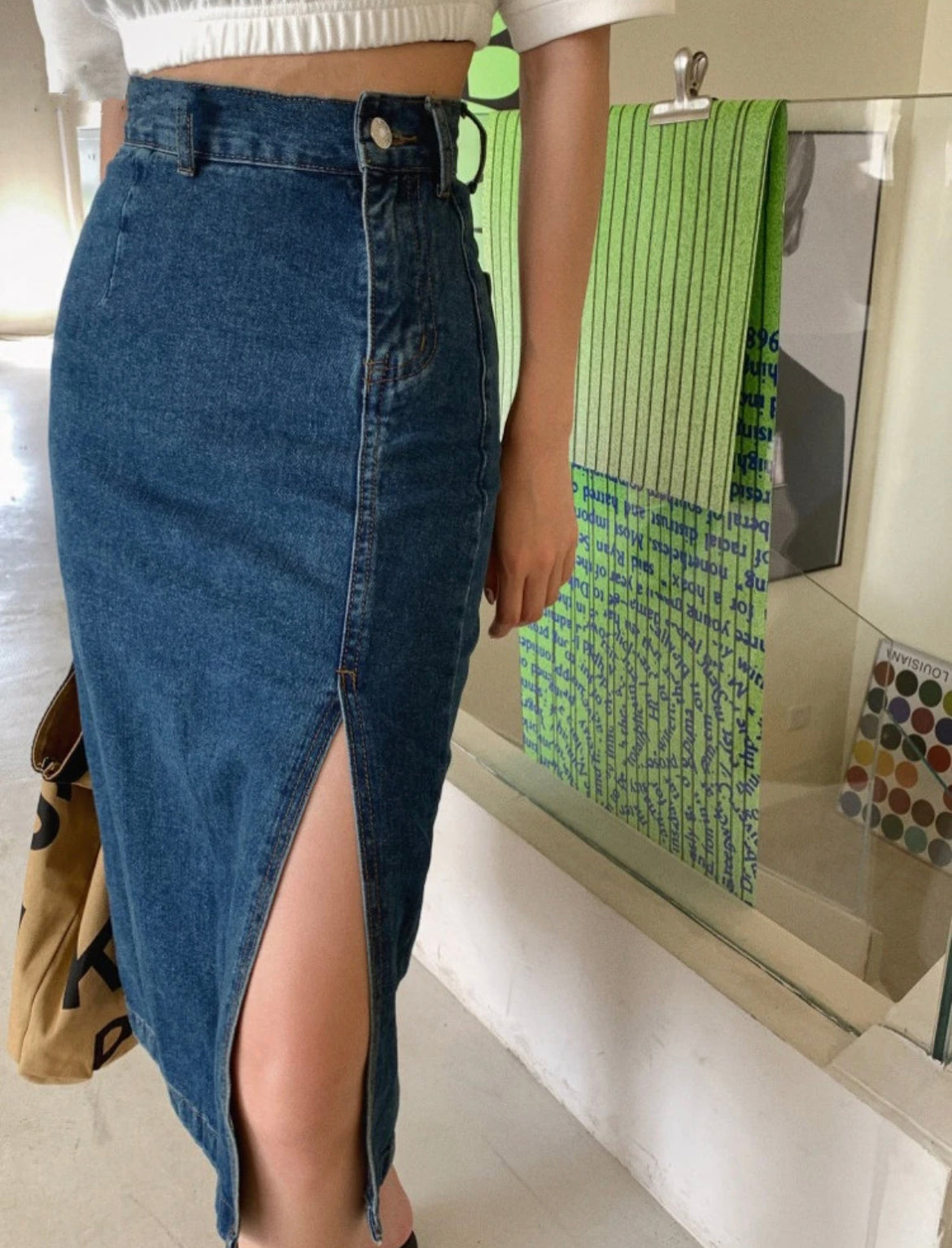 Slit Denim Skirt