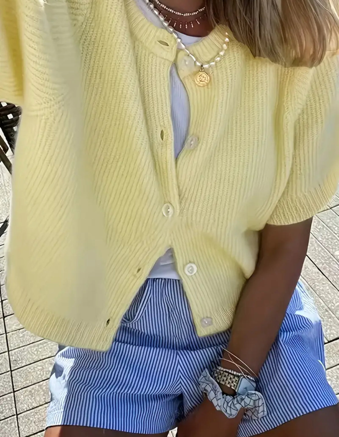 Cute knitted yellow sweater