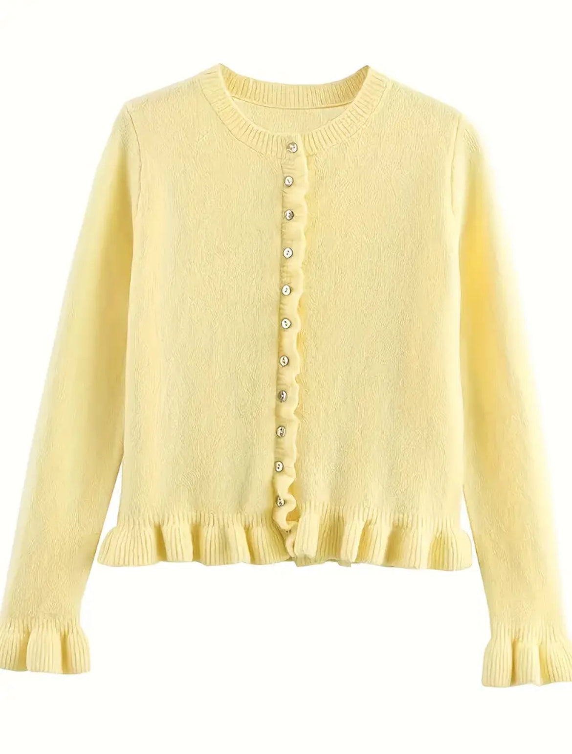knitted yellow frill sweater