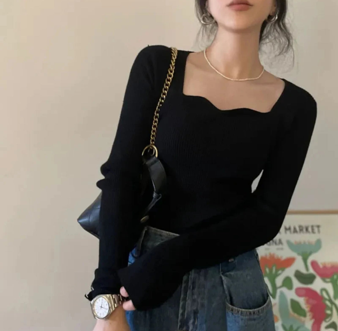 Square neck top