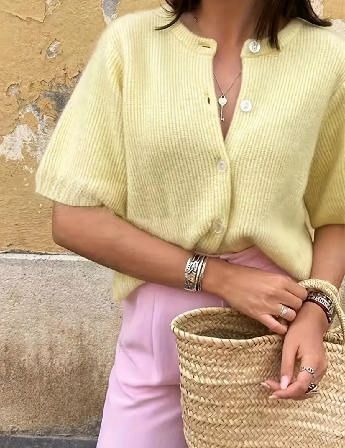 Cute knitted yellow sweater