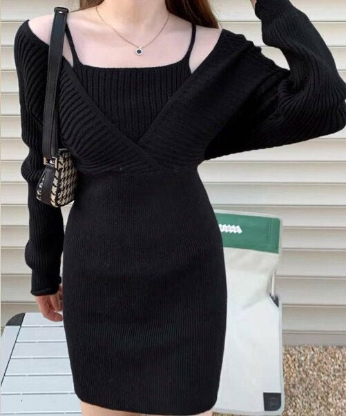 Long-Sleeve Mock-Two Piece Knit
Dress