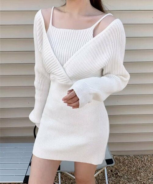 Long-Sleeve Mock-Two Piece Knit
Dress