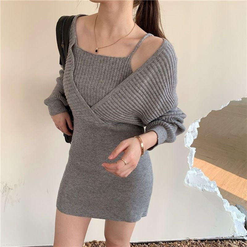 Long-Sleeve Mock-Two Piece Knit
Dress