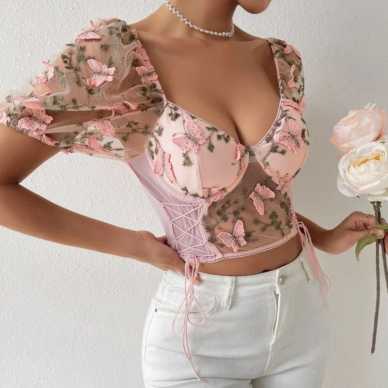 Butterfly Lace Up Top