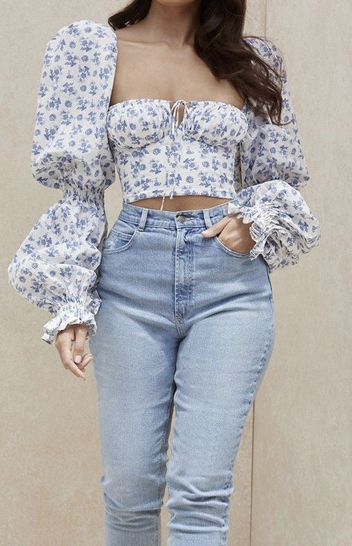 Floral Square Neck Blouse