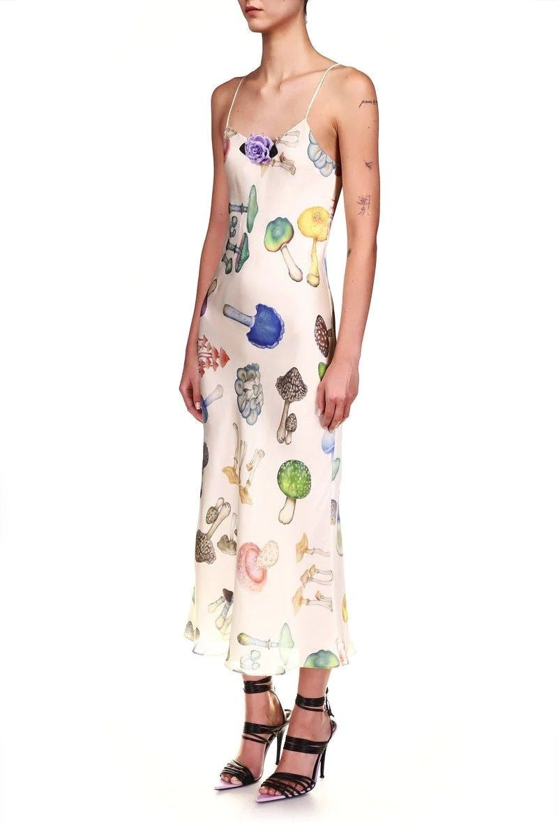 Mushroom Silk Slip Dress