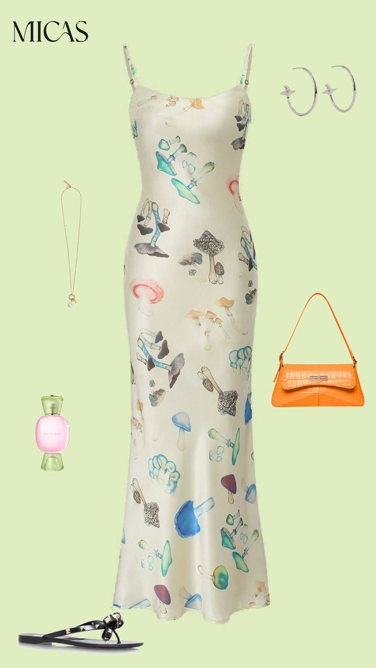 Mushroom Silk Slip Dress