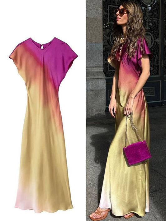 Tie Dye Satin Dress