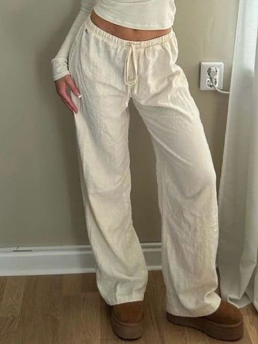 Solid color wide leg pants